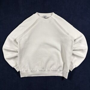 Vintage 90s Lee Sturdy Sweats Heavyweight Crewneck Sweatshirt White Blank Boxy M